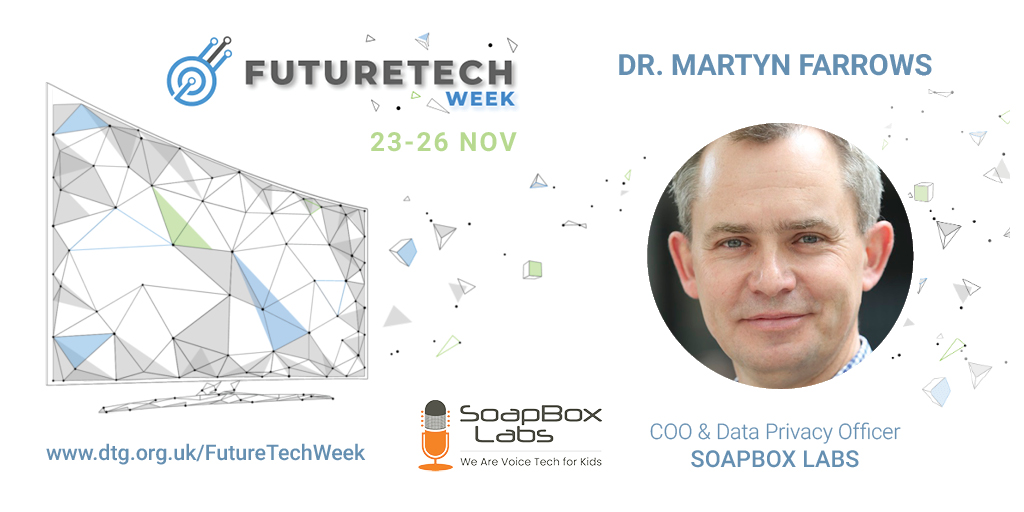 soapboxlabs's tweet image. "How do we protect young and vulnerable children in this new era of technology?" 
Join COO &amp;amp; Data Privacy Officer @symphonysid @MadiAsseraf @thrunobulax and @HibbertCarl today at 2pm GMT/9ET for this #FutureTechWeek panel.
Register: webinars.on24.com/dtgwebcasts/Fu… #privacy #AIforKids