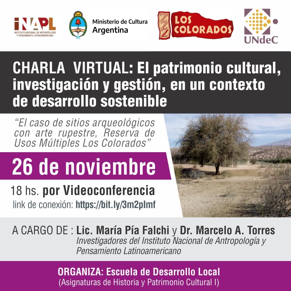 #Charla #Virtual 
► Inscripciones y link de conexión en: bit.ly/39aj61w  ¡Participá! 

#Patrimonio #Arqueología #Turismo #LaRioja