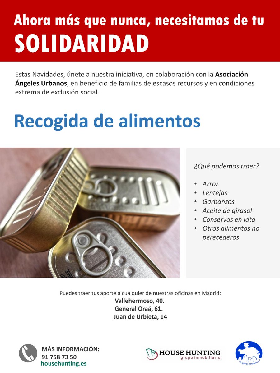 HouseHuntingEsp's tweet photo. Participa en nuestra campaña de recogida de alimentos en colaboración https://t.co/Dk9PzKFVdW

#recogidaalimentos #campañaalimentos #solidaridadhousehunting https://t.co/OubSBPmGbM