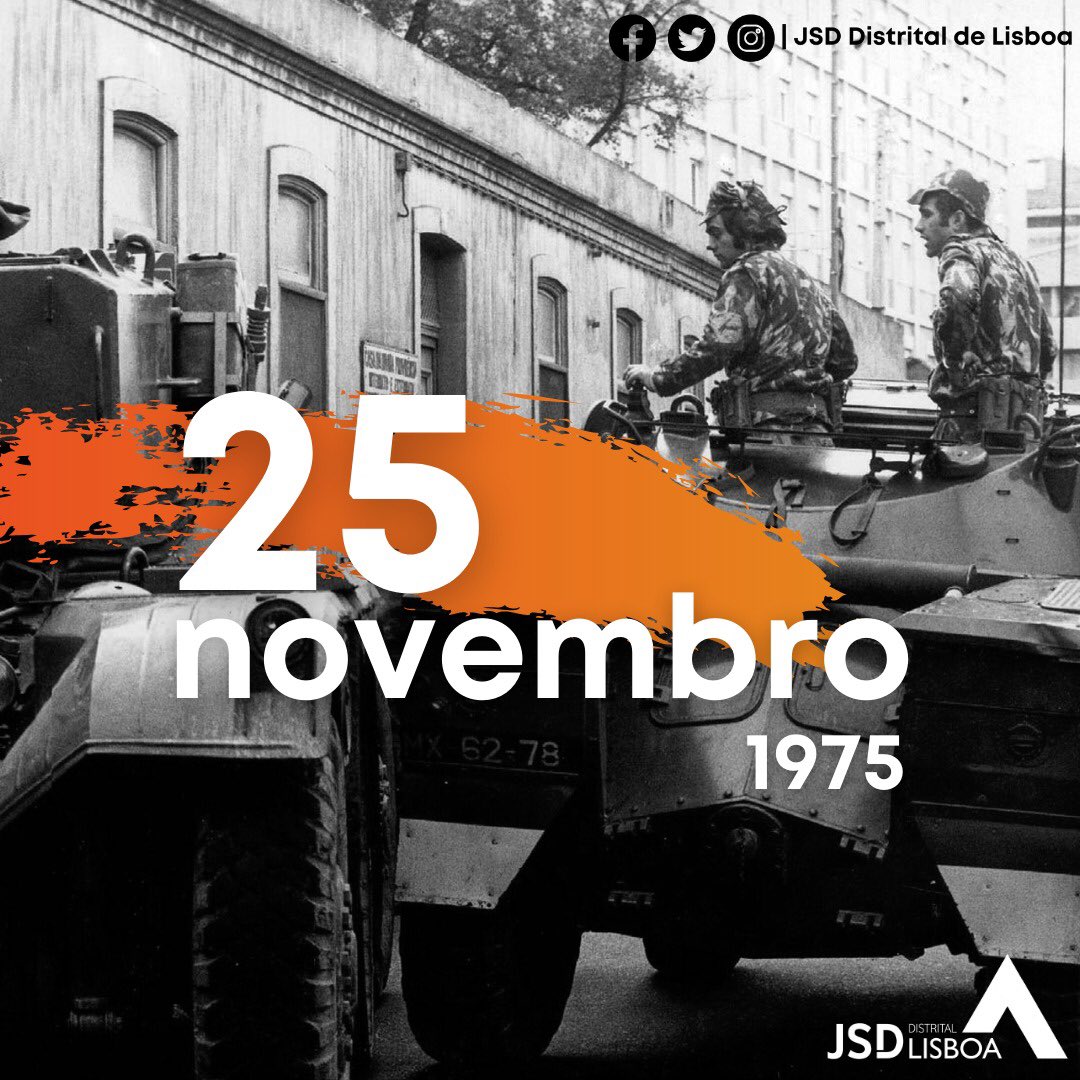 Em novembro se cumpriu abril.

📢 O 25 de novembro foi a certeza de que o caminho que começou a ser traçado no dia 25 de abril de 1974 conduzia Portugal para uma democracia plural e representativa.

#25deNovembro #JSDDistritalLisboa