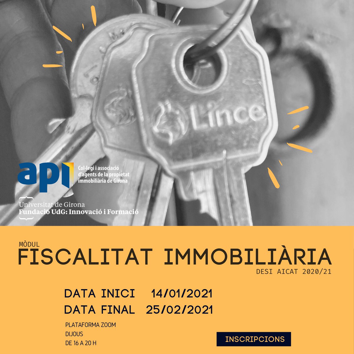 apigirona's tweet image. Amb ganes de 2021! Estrenem mòdul de #FiscalitatImmobiliària el 14 de gener. Fes la teva inscripció i no et quedis sense plaça!

📅 Inici 14/01/2021
🕞 els dijous de 16 h a 20 h
💻 on line
ℹ️ buff.ly/39cxlTx
#apiGirona #formacióAPI #fiscalitat #immobiliària
