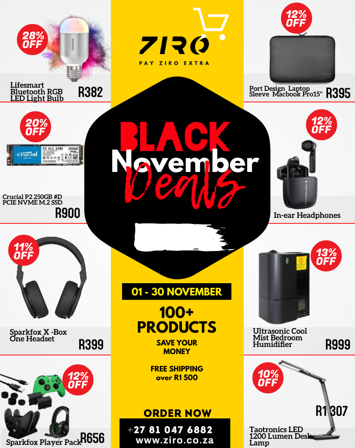 ShopZiro's tweet photo. One Week Left‼️ Don't miss Black November Tech Gadget Deals🎊🎉🏃‍♀️🏃‍♂️Shop online and get your order delivered at your door step or you can collect at our office. While stocks last 👉https://t.co/dcJY12aOIL
#BlackNovemberDeals #techgadgets #TechAccessories #SmartTech #onlineshop https://t.co/yLDNlHbBKg