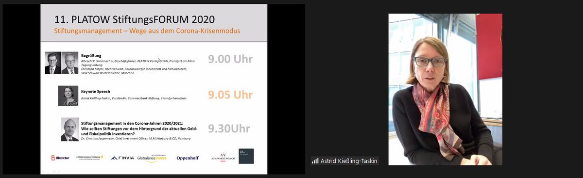 platowverlag's tweet photo. Stiftungen müssen sich den folgenden Herausforderungen in den nächsten Jahren stellen: Klimaschutz, Digitale Bildung und die aktive Teilhabe an Gemeinschaft, referiert Astrid Kießling-Taskin, Vorständin @CoBaStiftung. #PLATOWFORUM https://t.co/4XdWjEFqsU