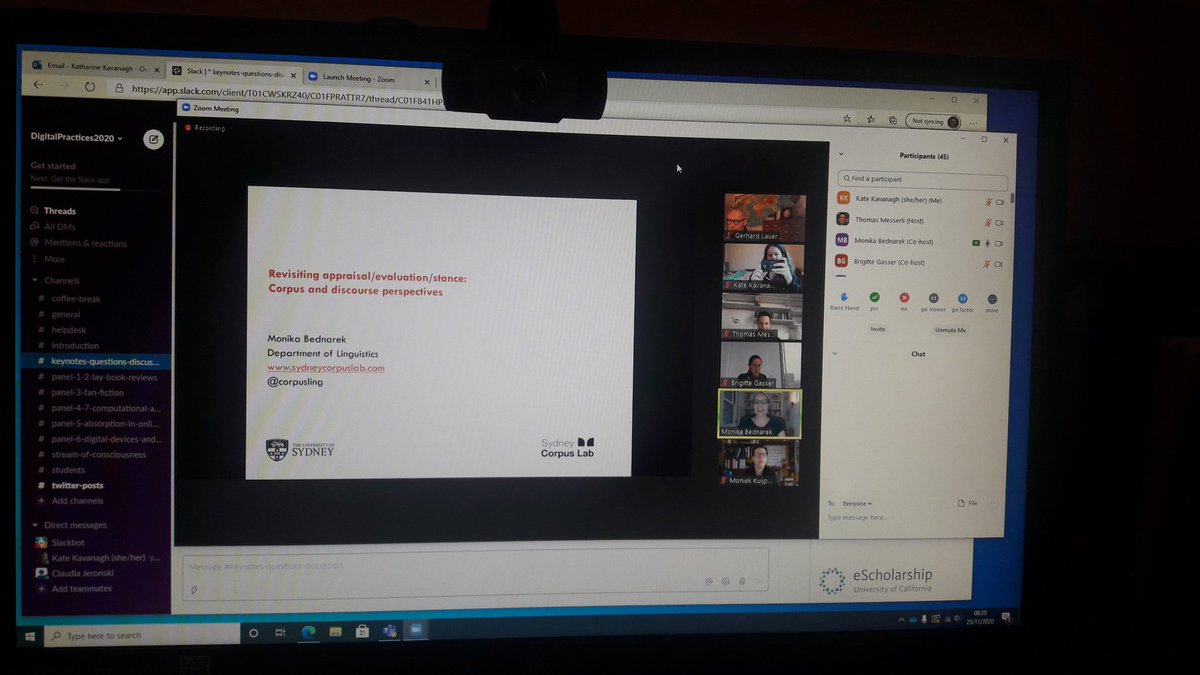 BustingFree's tweet photo. Cup of tea, pyjamas and an academic conference - #PhDLife #2020style
Cracking on early this morning with a valuable keynote presentation from @Corpusling at #DigitalPractices2020, addressing #CorpusLinguistic approaches to #DiscourseAnalysis based on exploring evaluative language https://t.co/d88KDamYAP