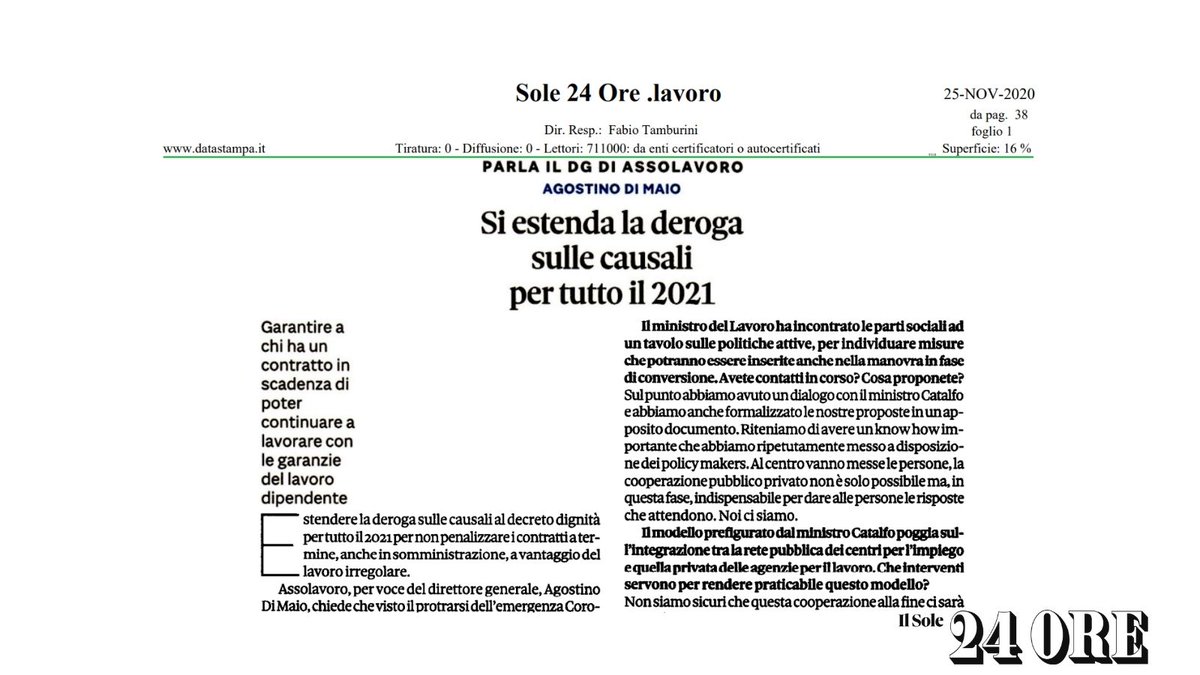🗞Per contrastare il #LavoroIrregolare occorre incentivare le forme di flessibilità garantita: le causali previste dal #DecretoDignità vanno neutralizzate almeno per tutto il 2021. Al centro le persone, priorità sulle #PoliticheAttive ▶ assolavoro.eu/sites/default/…