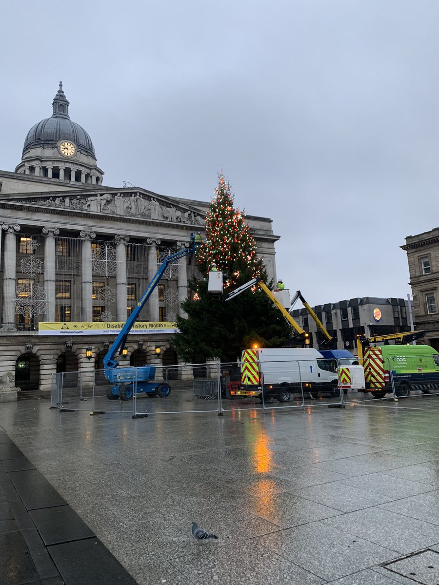 We’re getting there! It’s going to look lovely in this location once it’s finished. Ashley. #christmas #oldmarketsquare #socialdistancingplatforms