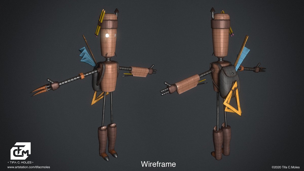 TifaCMoles's tweet photo. Wireframe post here!
Three of the NPCs of Search of Light @triggerthemons
Polycount of each one,
Burgomaster Robot: 9.442 tris
Technomancer Robot: 17.122 tris
Alarife Robot: 13.482 tris
#3dart #3Danimation #3DModel #3D #SearchofLight https://t.co/iW0CP2stfB