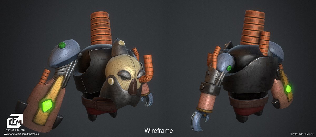 TifaCMoles's tweet photo. Wireframe post here!
Three of the NPCs of Search of Light @triggerthemons
Polycount of each one,
Burgomaster Robot: 9.442 tris
Technomancer Robot: 17.122 tris
Alarife Robot: 13.482 tris
#3dart #3Danimation #3DModel #3D #SearchofLight https://t.co/iW0CP2stfB