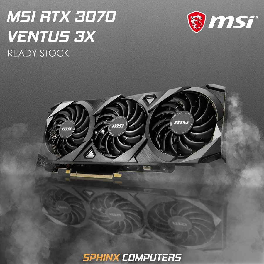 SphinxComputers's tweet photo. 👉MSI RTX 3070 Ventus 3X 
*Ready Stock*
 available at Sphinx Computers❤️

#sphinxcomputers #pcindiangamers #msiventus #msirtx3070 #computerstorenearme  #rtx3070 #msigaming #computerstores #gaminglife https://t.co/4qN0bMGhVH