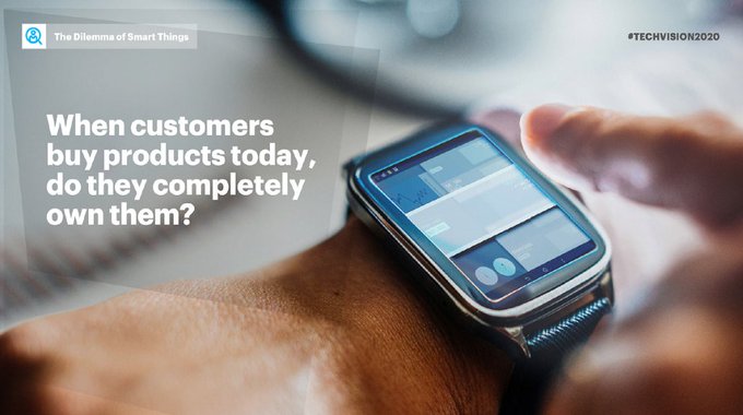CsuiteTechPoint's tweet image. rt @AccentureTech @antgrasso @mikequindazzi @fisher85m
The next generation of smart products are changing how companies approach relationships with customers.  

How will you build these new relationships? The Dilemma of Smart Things: accntu.re/38IlXM4 #TechVision2020