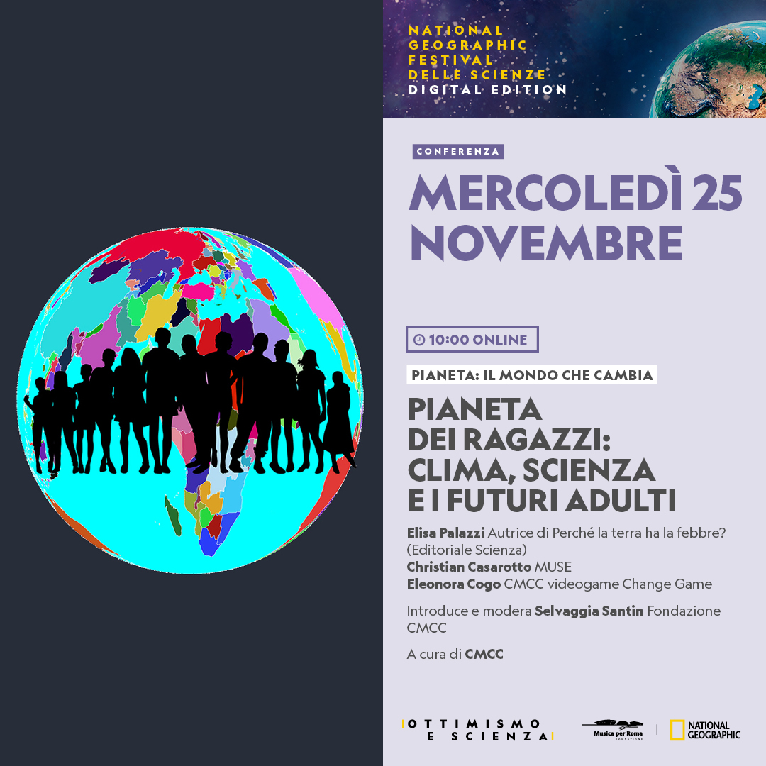 AuditoriumPdM's tweet photo. Il clima è un tema serio, un tema che coinvolge le giovani generazioni e il pianeta che gli adulti di oggi lasceranno loro in eredità.

Ne parliamo al @NatGeoItalia #FestivaldelleScienze con @CmccClimate 👇

https://t.co/kdJlZlj419 https://t.co/9k26RmrgPH