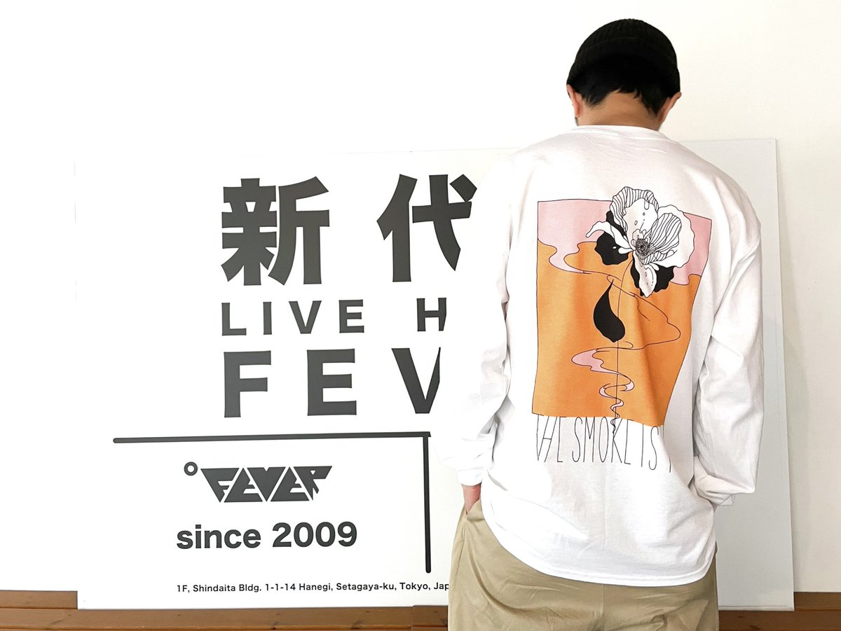 Keishi Tanaka 東京のライブハウス Fever がtシャツ制作と販売を始めた 今回はそこから 本日7inchがリリースになった The Smoke Is You のロンtを デザインは久々にennaちゃん 意味ありまくる逸品 よろしくお願いします 購入はこちら T