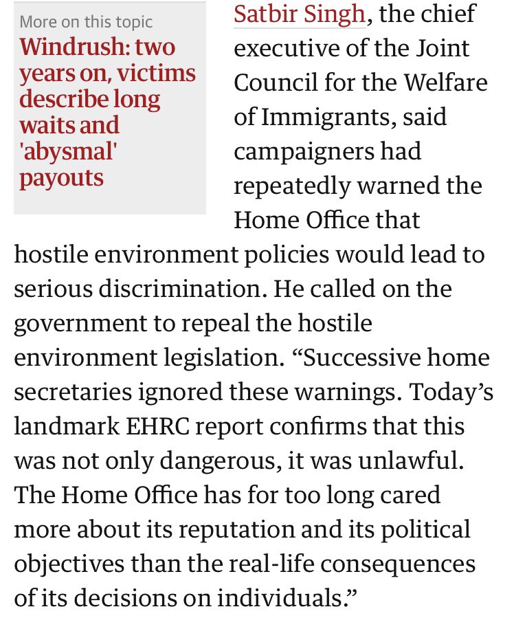 We welcome  @JCWI_UK reminder that the  #hostileenvironment ‘is not only dangerous, it is unlawful’  https://twitter.com/JCWI_UK/status/1331510477889921025?s=20