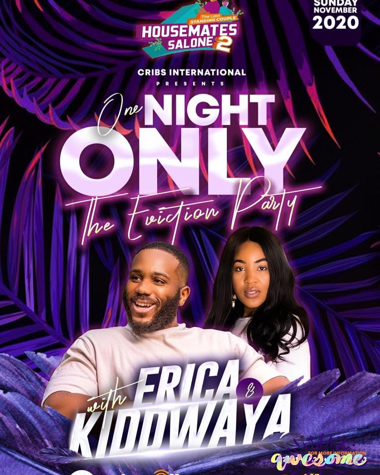 Meet season 5 Big Brother Naija Housemates Erica and Kiddwaya. 

Both bbn Housemates will witness our live eviction on Sunday 29 November. 

They will meet with our priceless Housemates and all our top fans currently in Sierra Leone. 

#QuarantineDrama
#housematesalone2020