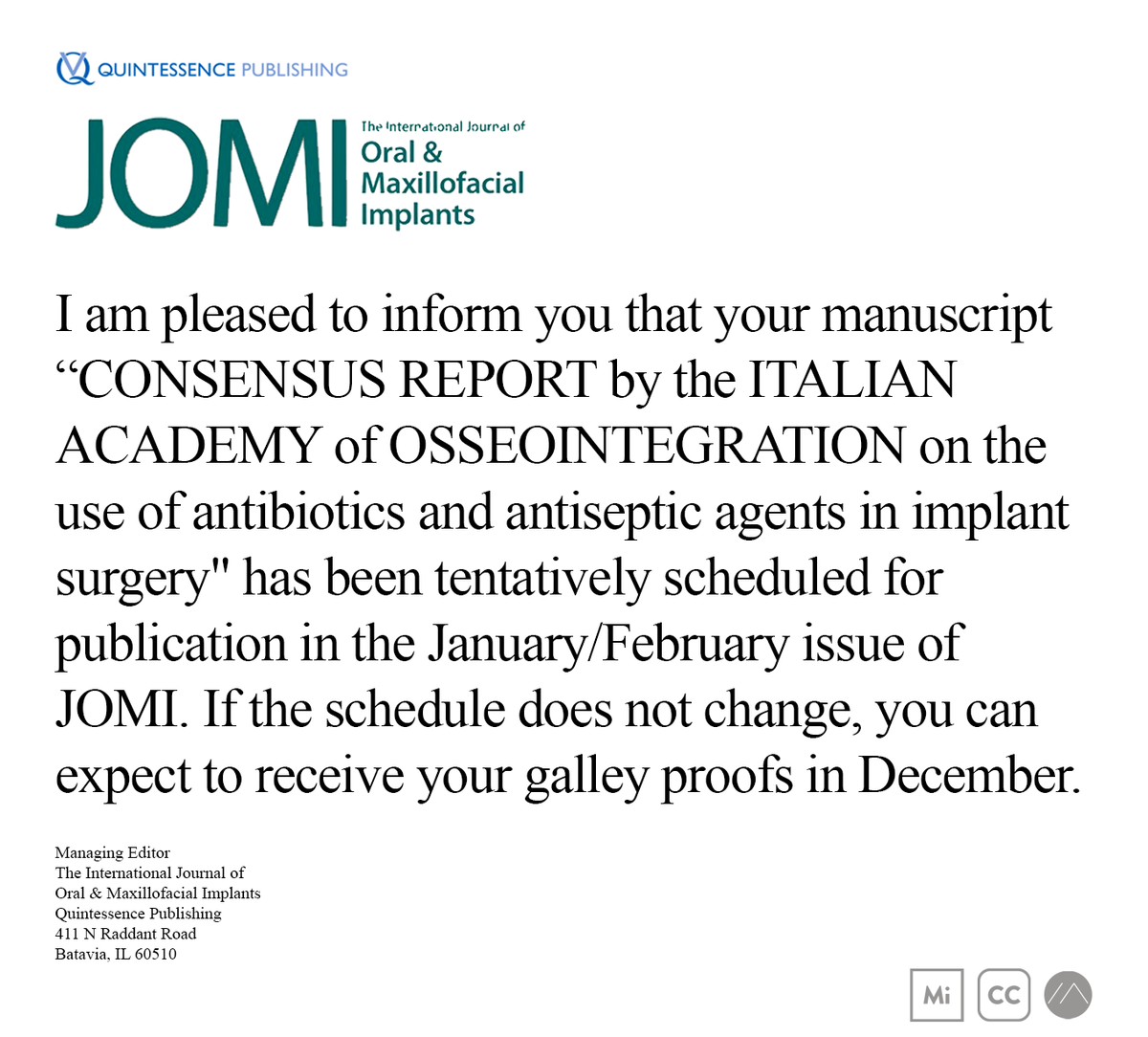 IAOonline's tweet photo. #Milano2020 #IAOonline
LA NOSTRA ULTIMA PRIMA VOLTA
Il 𝗽𝗿𝗶𝗺𝗼 traguardo della 𝗽𝗿𝗶𝗺𝗮 #ConsensusConference IAO sulla "Terapia Antibiotica in Implantologia".

Diventa Socio IAO nel 2021 e scopri cos'è l'#HOW2doIT
https://t.co/feXnQdk48r https://t.co/wPjhw7LCnA
