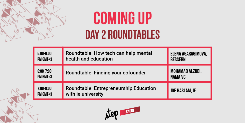 stepriyadh's tweet photo. Welcome to the final day of #StepSaudi2020 🎊
Check out the Roundtable schedule for today and join other attendees to share experiences and dive deep into pressing industry topics 👇 https://t.co/8YUHHQCEYN