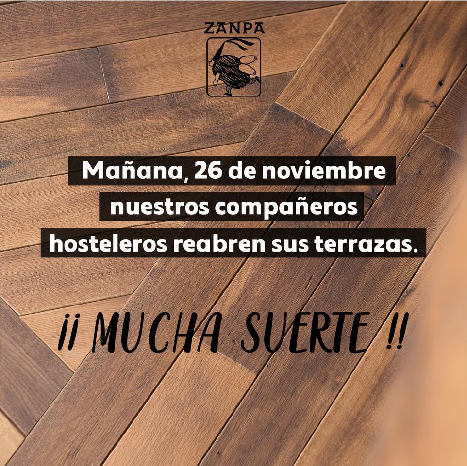 Mañana va a ser un día bonito para nuestros compañeros hosteleros. Aunque bar Zanpa NO ABRIMOS mañana y tengamos que esperar un poco más, estamos muy contentos por todos aquellos bares/restaurantes que reabren sus terrazas.
✨¡¡ Todo nuestro apoyo a la hostelería navarra !!✨