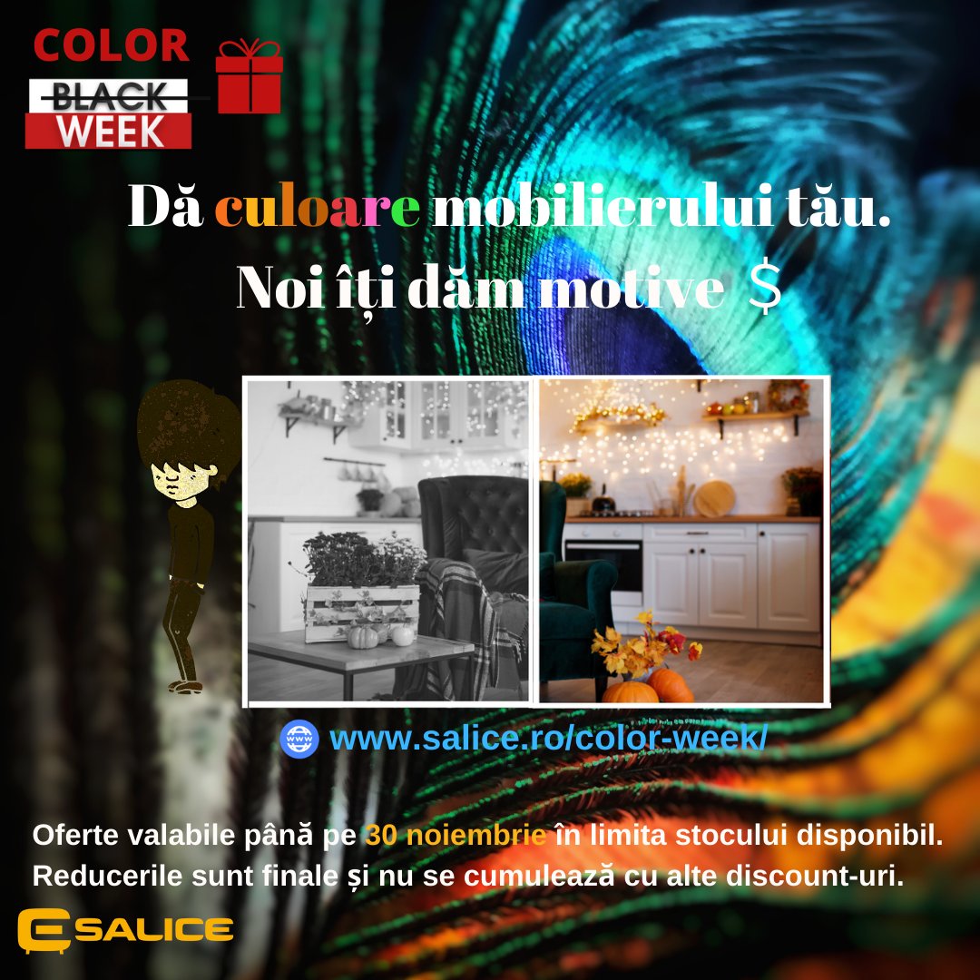 ClujSalice's tweet photo. 🌈 Ai visat la un #BlackFriday în culori?
🛒 La noi, ai oferte în culori, până la finalul lunii. Fii cu ochii pe 🔗 https://t.co/NnhyIG9Jgm.  
🏠 Ți-am pregătit și oferte pe Showroom. Spor la alegeri colorate! #ColorkWeek #SaliceInCulori #BlackFriday https://t.co/XLpBjr4mXO