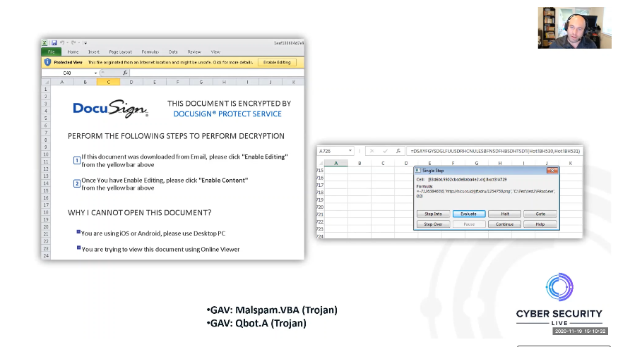 Probrand's tweet photo. "This spreadsheet that was caught by us. If you are not paying attention were you are clicking, Trojans can be dropped on your computer"  https://t.co/R2PogSMaL3 #cybersecurity #CyberSecLIVE20 @SonicWall https://t.co/gv7uYGxTon