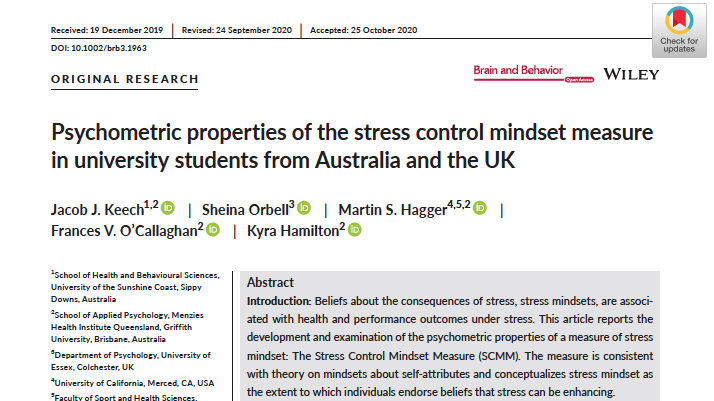 Jacob Keech (@jacobjkeech) on Twitter photo Looking to measure stress mindset? Our paper on the development and psychometric properties of the Stress Control Mindset Measure is now published #openaccess in Brain and Behavior <a href="/HamiltonKyra/">Kyra Hamilton</a> <a href="/MartinHagger/">Martin Hagger</a> doi.org/10.1002/brb3.1โฆ Looking to measure stress mindset? Our paper on the development and psychometric properties of the Stress Control Mindset Measure is now published #openaccess in Brain and Behavior <a href="/HamiltonKyra/">Kyra Hamilton</a> <a href="/MartinHagger/">Martin Hagger</a> doi.org/10.1002/brb3.1โฆ