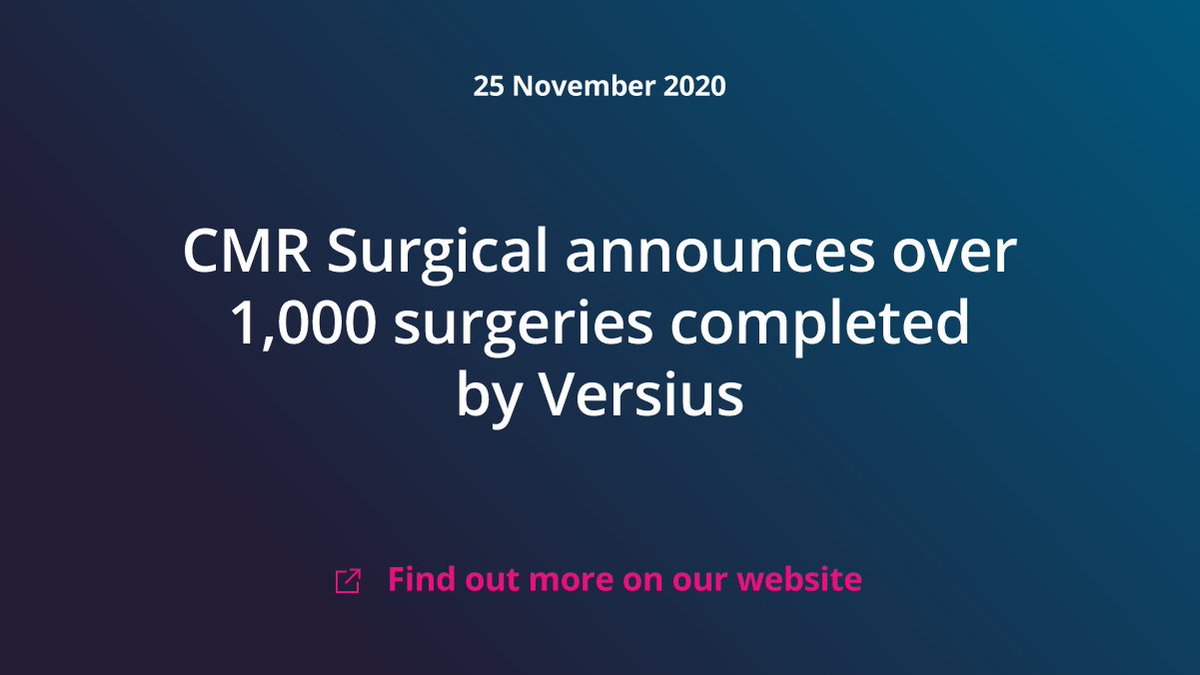 CMRSurgical's tweet photo. #Versius, our next-generation surgical robot has now been used to successfully conduct over 1,000 surgical procedures in hospitals across Europe and Asia. Read more: https://t.co/LH6T29yq45 #TransformingSurgery https://t.co/JPkSmf6xJi