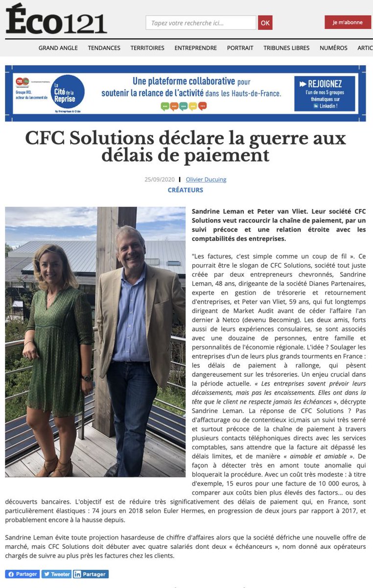 SolutionsCfc's tweet image. Quoi de mieux pour nous présenter qu'une présence dans la presse ? Merci @eco121 ! 
Retrouvez-nous sur cfc-solutions.fr