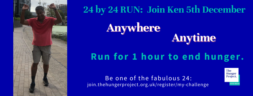 ✨ Ken pledged to run every day for 365 days in support of The Hunger Project UK!  Join Ken in this amazing challenge on Saturday 5th December. Anywhere, anytime run for 1 hour to end hunger. Find out how you can join the 24 by 24 run to end hunger 👉
ow.ly/zVga50CtzS8