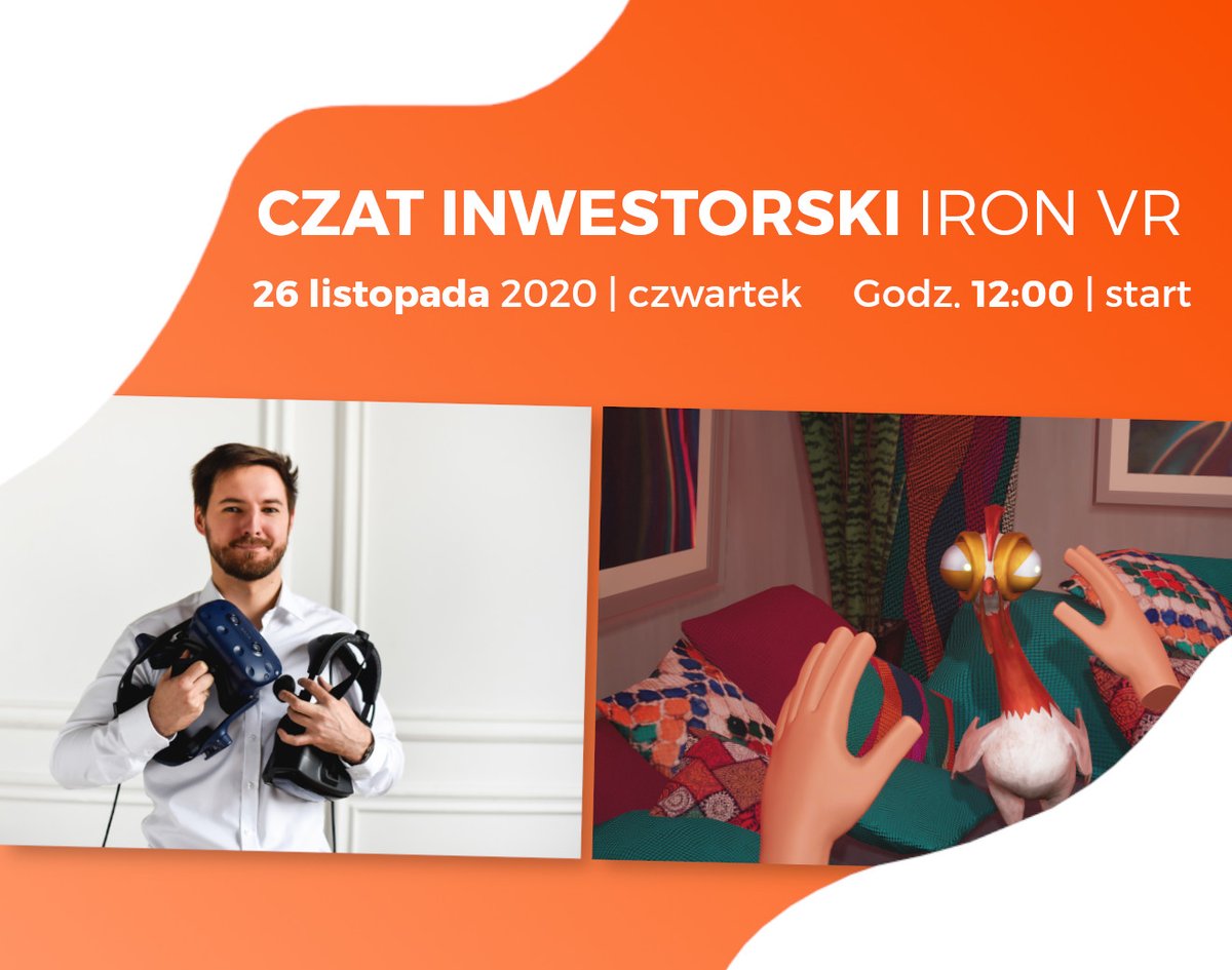 InvestorDayPL's tweet photo. https://t.co/KaaiGlx9Nj
Czat z udziałem udziałem Iron VR, spółki zależnej @CarbonVR - eksperta w dziedzinie produkcji gier Virtual Reality. Gościem czatu będzie Aleksander Caban, członek zarządu Carbon Studio SA. 

Wydarzenie rozpocznie się w czwartek, 26 listopada, o godz. 12:00 https://t.co/P1BAACrGWD