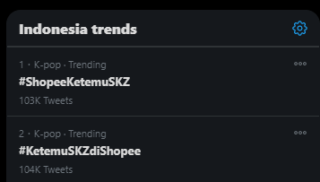 ShopeeID's tweet photo. STAY! Hashtag #KetemuSKZdiShopee dan #ShopeeKetemuSKZ masih Trending Topic #1 dan #2 di Indonesia nih! Kalian bener-bener no play-play ya~ 🧡

Yuk ramein terus hashtag #KetemuSKZdiShopee #ShopeeKetemuSKZ dan ikutan GIVEAWAY LIGHTSTICK &amp; VOUCHER BELANJA SHOPEE senilai 500K! https://t.co/Ekv9et6JGY