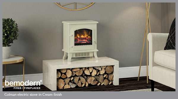 Lightweight and easy to install, the freestanding Colman electric stove is suitable for all types of installation – stand alone or within an inglenook surround. Available in Cream, French Grey or Matt Black finish to suit a range of interiors.

#bemodern #electricstove