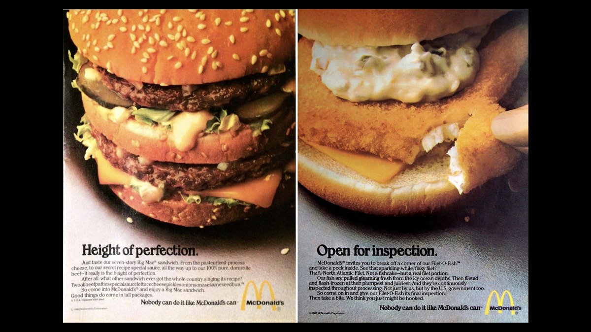 1980 / Competition intensified for McDonald’s in the 80s during the 'Burger Wars' with Wendy’s and Burger King starting to gain real ground. The tagline ‘Nobody can do it like McDonald's can’ was a strategic response to this reality.