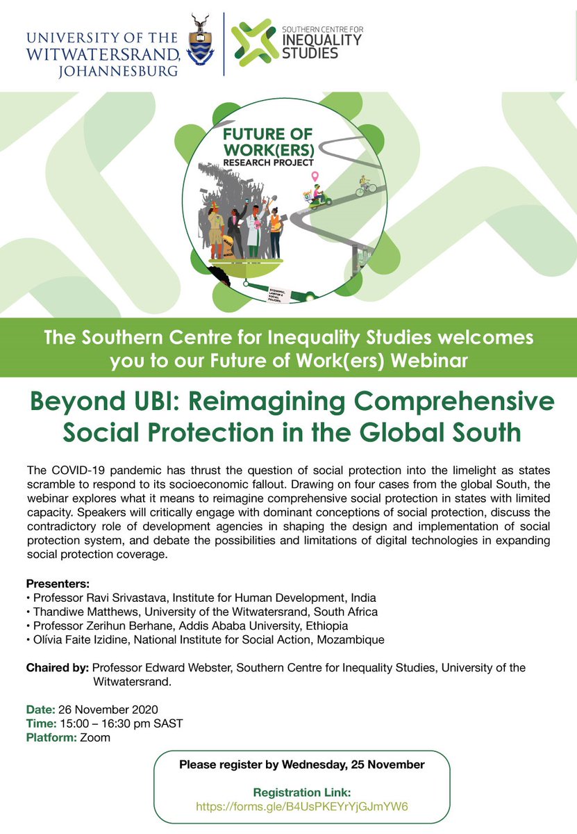 sociologymadala's tweet photo. I will be moderating @Wits_SCIS webinar tomorrow? Below I explain why the #FutureofWork project selected the title: #BeyondUBIWebinar.
#FOWProject #FOWSCIS https://t.co/rSeH3SFhI4