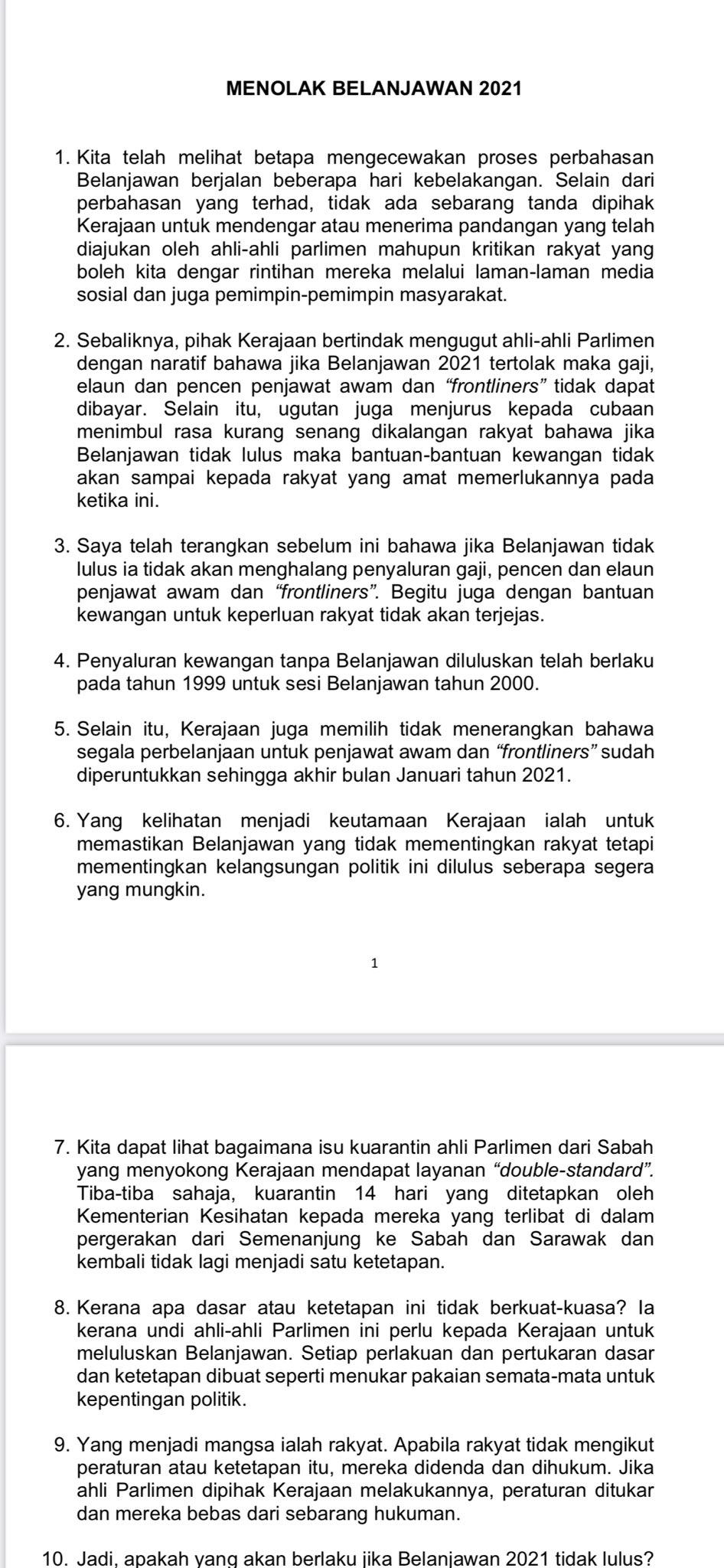 Melissa Goh On Twitter Dr Mahathir Co To Reject Budget2021 At Tmrw S Vote In Parliament While Snap Poll Isn T Possible The King He Said Could Appoint A New Leader Who Can