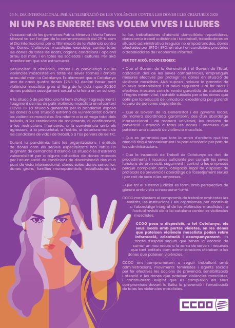 CCOO Indústria Catalunya (@ficcoocat) on Twitter photo 👉 Manifest de <a href="/ccoocatalunya/">CCOO de Catalunya</a> amb motiu del #25N
#EnsVolemVives i lliures en tots els àmbits, també als llocs de treball, per això és molt important que no fem #NiUnPasEnrere contra les violències masclistes
#JoTambé denuncio!
ccoo.cat/pdf_documents/… 👉 Manifest de <a href="/ccoocatalunya/">CCOO de Catalunya</a> amb motiu del #25N
#EnsVolemVives i lliures en tots els àmbits, també als llocs de treball, per això és molt important que no fem #NiUnPasEnrere contra les violències masclistes
#JoTambé denuncio!
ccoo.cat/pdf_documents/…