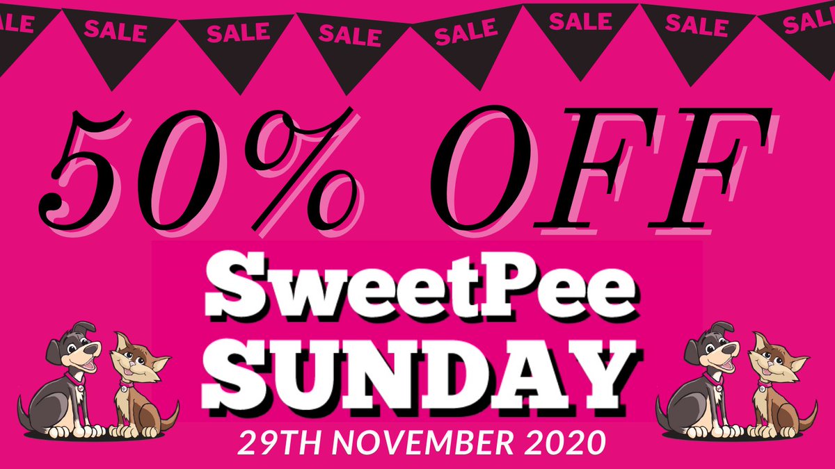 .
Forget Black Friday....... forget Cyber Monday.....
SWEETPEE SUNDAY is where the real bargains are.
AND.....You're Invited!
When - Sunday 29th November 2020
Where - https://t.co/kgXLRC8TvN
Use code SUNDAY at the checkout
#dogs #cats #pets #Sunday #bargains #SweetPeeSunday https://t.co/Gtu7ehnIKB