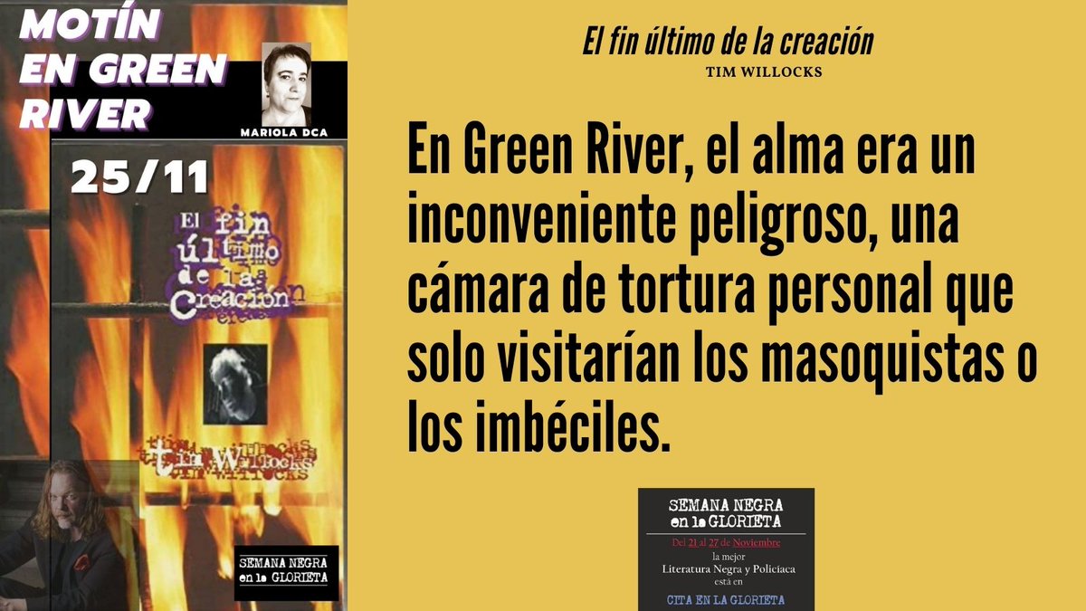 marioladca's tweet photo. Hoy se publica mi reseña en la #VIISemanaNegra @enlaGlorieta, de @JavierAlonsoGP.
Si no conocéis a #TimWillocks, YA VA SIENDO HORA.
Una de mis #novelas de referencia y de las que más me han llegado, no solo del género.
@RevistaMoonM @negraymortal @solo_novela @Revista_C38 https://t.co/UyzLPtL9qS