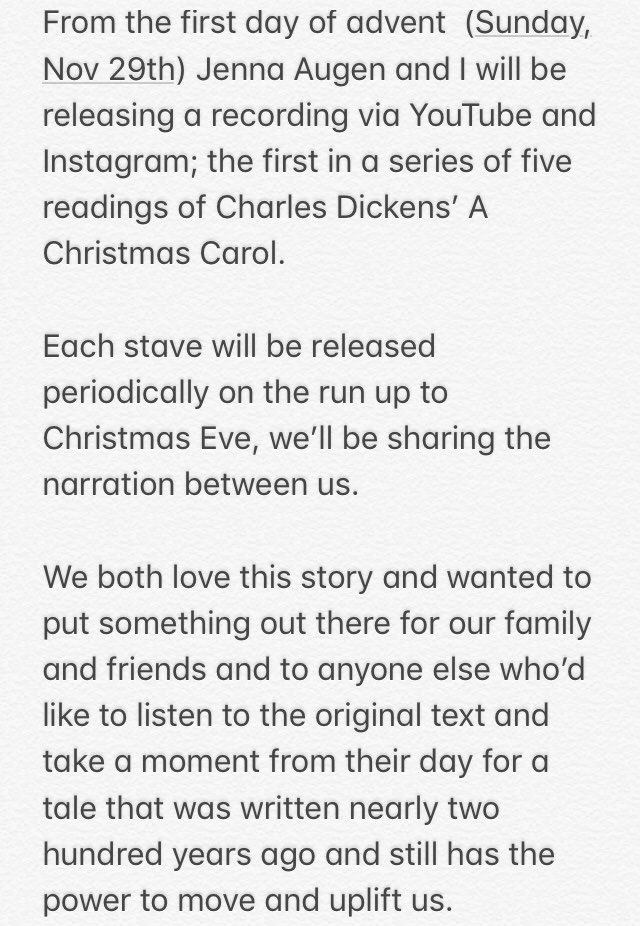 Tom_William_Kay's tweet photo. A recorded reading of A Christmas Carol, from Sunday 29th November (1st day of Advent) to Xmas Eve @jennaaugen #Christmas2020 #audiobook #AChristmasCarol #free #ghoststory https://t.co/Tw66tO2Ws9