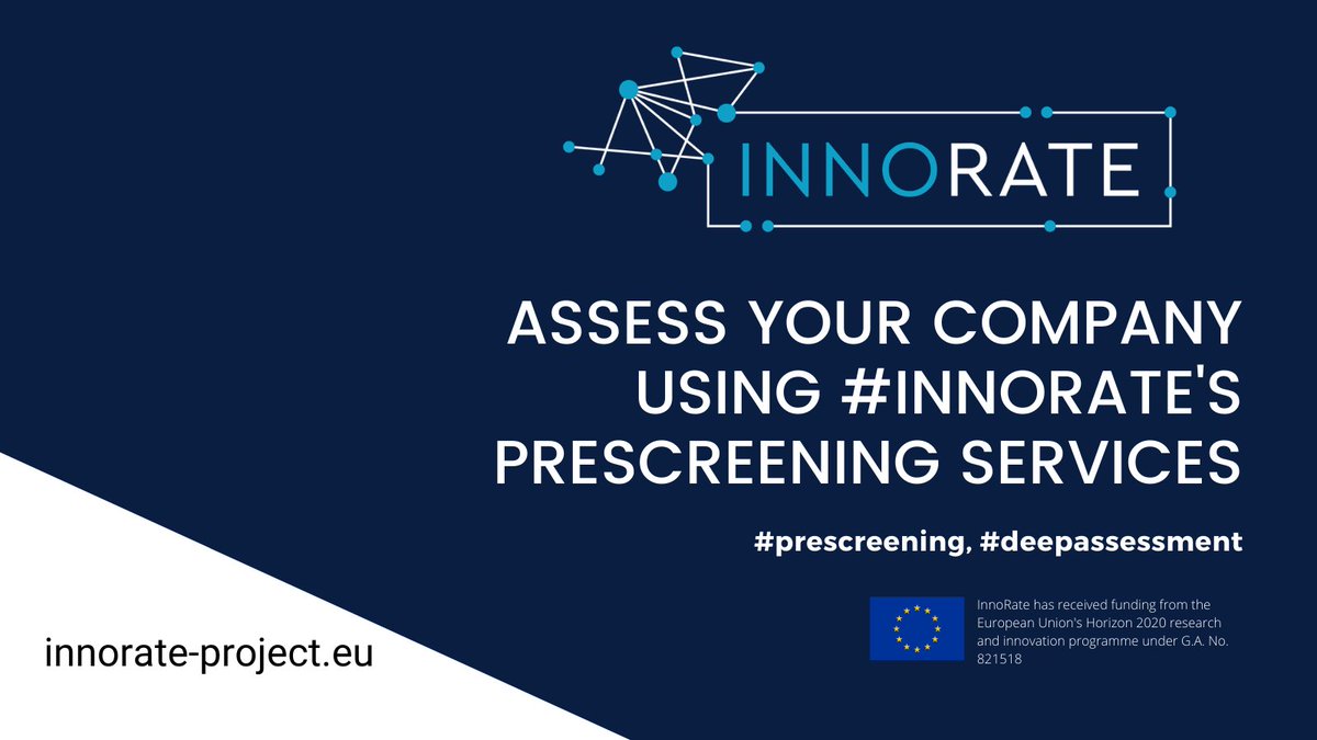 innorateproject's tweet photo. Register to the #InnoRate platform and join hundreds of companies using #prescreening and #deepassessment services to get an all-around assessment of your company and one-to-one feedback. More information: https://t.co/qcdetmMRmO https://t.co/9pVmHR602U