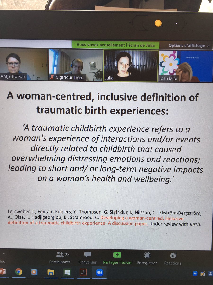 Prof. Julia Leinweber reporting on work on developing a woman-centred, inclusive definition of traumatic birth experiences <a href="/CA18211/">DEVOTION COST Action CA18211</a> #BirthTrauma