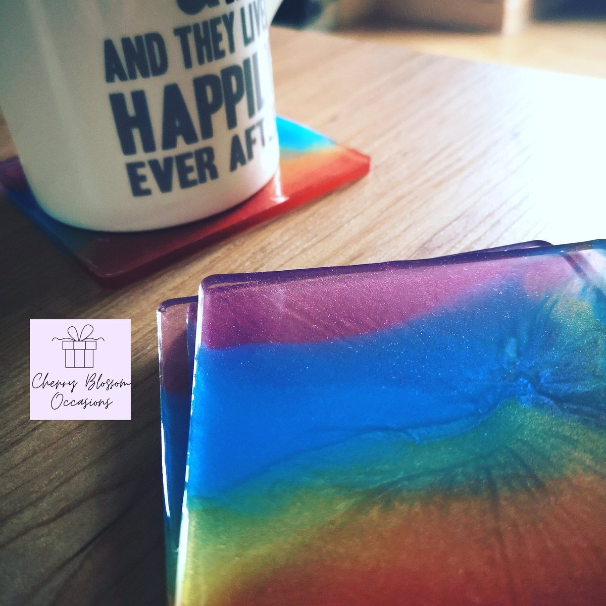 CherryOccasions's tweet photo. Brighten up your daily cuppa with these colourful rainbow resin coasters. Available from @cherryblossomocc 🌈🌈🌈 #rainbows #resincoasters #rainbowsathome #handmade #resin #resincraft #brightenyourday #rainbowsmakemehappy #independentbusiness https://t.co/Vx7if3Enid