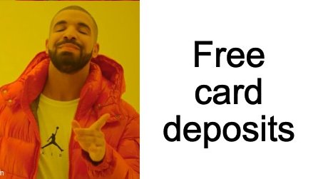 changefinance's tweet photo. Cryptos are volatile and moving fast! Your deposits should be just as quick. And...free?
Free debit/credit card deposits available with Change through December 31 🥳 #drakeapproved https://t.co/1r3S6X7NIr