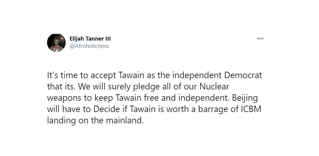 MuppetPowerrrrr's tweet photo. Another example of #EvilUS speaking.
"We will surely pledge all of our Nuclear weapons...", (keep in mind that Taiwan is part of China, not US!) 
Pretending to care abt Taiwan, but doesn't mind a military invasion to kill more Chinese. See how US is great at making wars? https://t.co/PCEg02NfbI