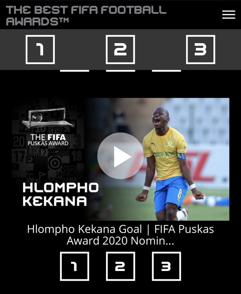 👏🏽👏🏽👏🏽 @Hlompho_Kekana goal in the match between @Masandawana vs @CapeTownCityFC shortlisted for the #FifaPuskasAward 👌🏾 here’s hoping he makes the final shortlist #FifaTheBestAwards ⚽️