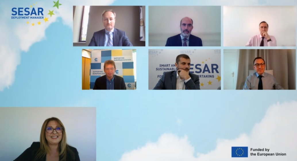 SESAR_DM's tweet photo. Round Table Session with @Transport_EU, @inea_eu, @EUDefenceAgency, @eurocontrol  @SESAR_JU and @SESAR_DM sharing their perspective on the necessity to continue the journey of #ATM modernization through #SESAR deployment

#SESARdelivers https://t.co/BtsvdGCLC6