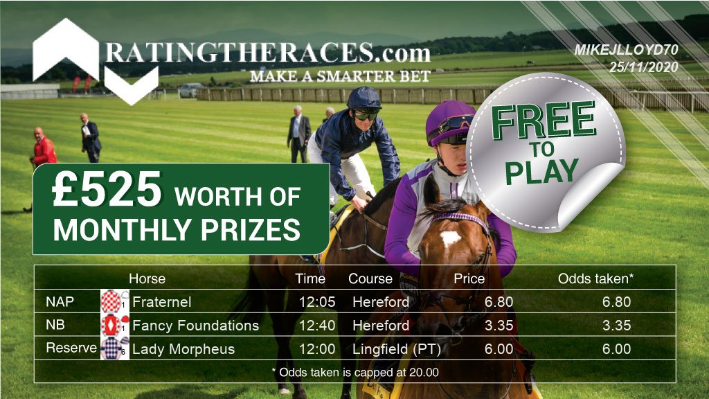 Lloyd70Mike's tweet photo. My #RTRNaps are:

Fraternel @ 12:05
Fancy Foundations @ 12:40

Sponsored by @RatingTheRaces - Enter for FREE here: https://t.co/kmu0R7jsVX https://t.co/R29wgJ2fzY