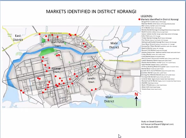 Arif Hasan et al mapped markets and hawkers for Karachi