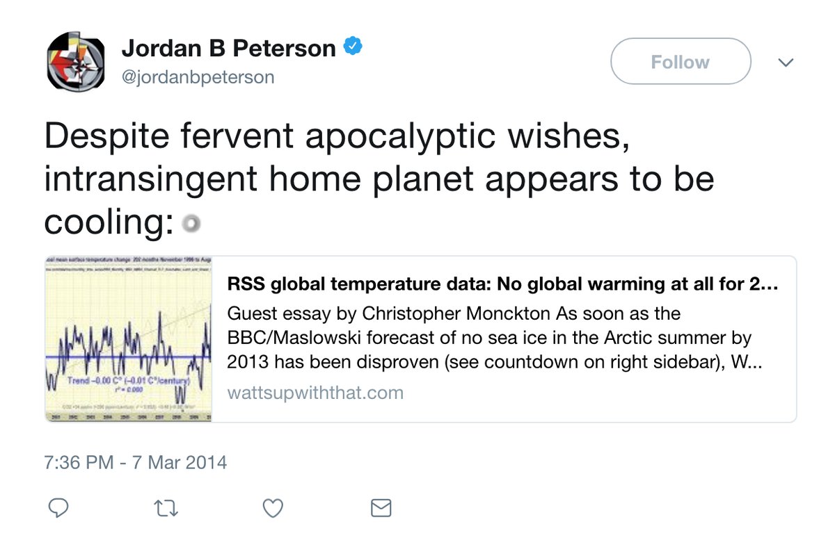oh yeah, jordan peterson is also a deranged climate science denier