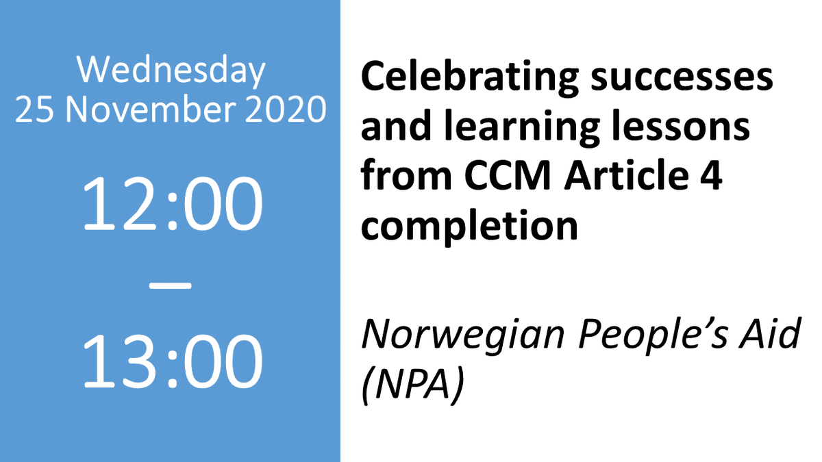 ISUCCM's tweet photo. #CCM2RevCon This concludes the first session of today. We meet at 1pm to start discussions on #Art3 #Art4 #extensionrequests. @NPAdisarm is hosting a virtual side event on @CROinGENEVA & #Montenegro’s #Article4 completion at 12pm. For more info: https://t.co/GAj5Tw9fQm https://t.co/qPtx1dB6vo