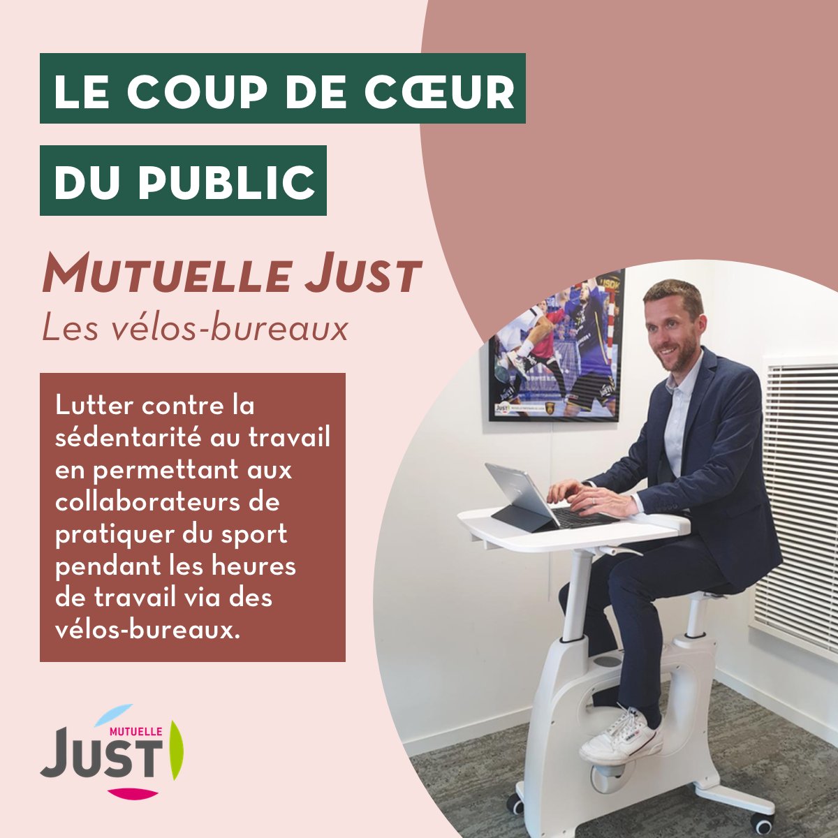 Bloom at Work, by Lucca ☀️ (@bloom_at_work) on Twitter photo Encore BRAVO à la <a href="/MutuelleJust/">Mutuelle Just</a>, lauréats du projet coup de cœur du public des Awards du bien-être au travail Trophée
Leur projet de “vélos-bureaux” permet de lutter contre la sédentarité au travail.
#AwardsBloom2020 Encore BRAVO à la <a href="/MutuelleJust/">Mutuelle Just</a>, lauréats du projet coup de cœur du public des Awards du bien-être au travail Trophée
Leur projet de “vélos-bureaux” permet de lutter contre la sédentarité au travail.
#AwardsBloom2020