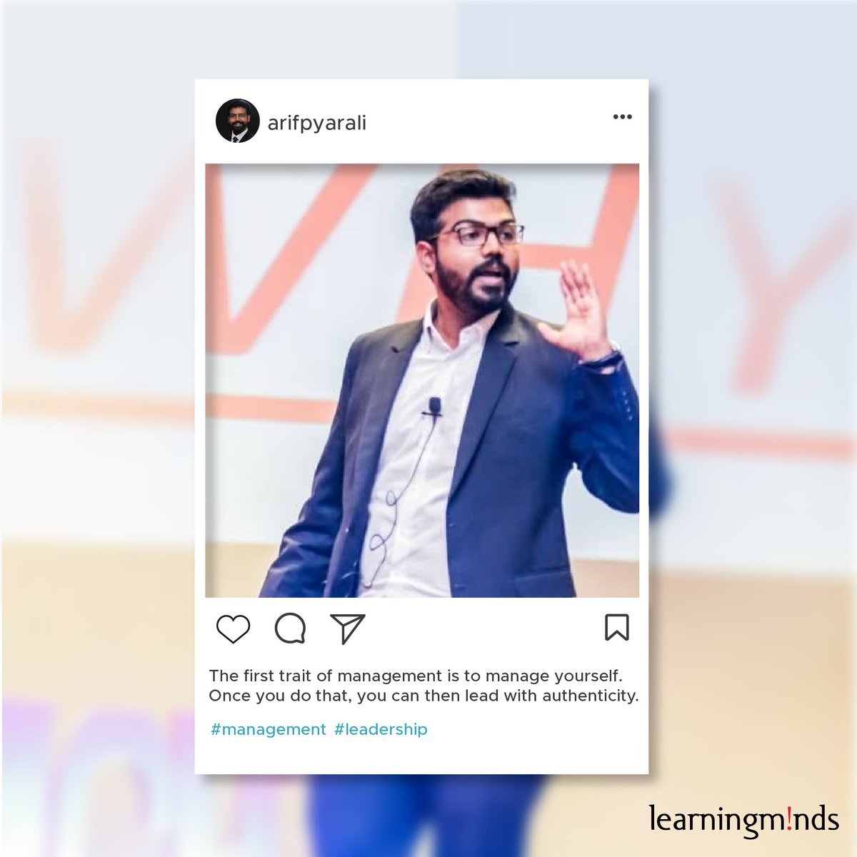 LMGonline's tweet photo. "The first trait of management is to manage yourself. Once you do that, you can then lead with authenticity." - Dr. Arif Pyarali
#LearningMinds #DrArifPyarali #Quotes #QuoteOfTheDay #Management #Leadership https://t.co/P2mGqFgFDO